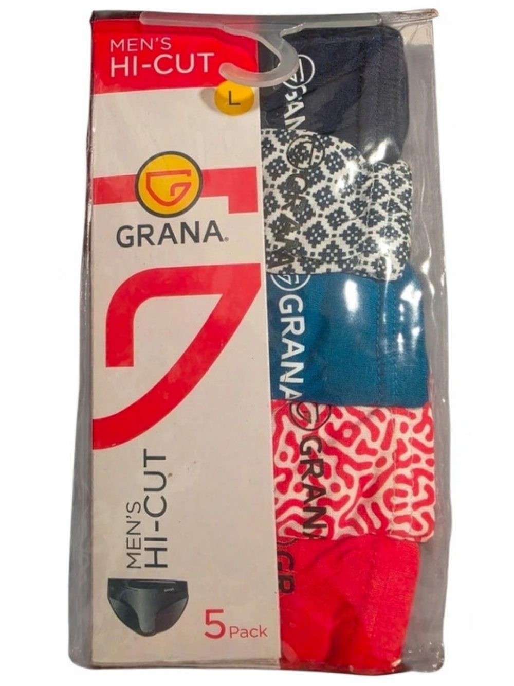 Grana Men's Hi-Cut Cotton Briefs 5-Pack Size Large